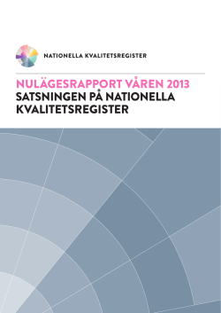 nulägesrapport våren 2013 satsningen på nationella kvalitetsregister
