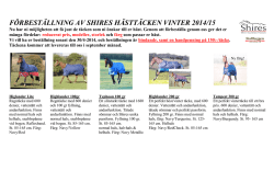 förbeställning av shires hästtäcken vinter 2014/15
