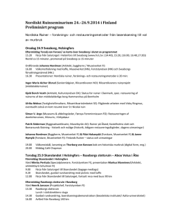 Nordiskt Ruinseminarium 24.–26.9.2014 i Finland Preliminärt program