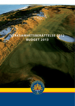 Verksamhetsberättelse 2012 budget 2013