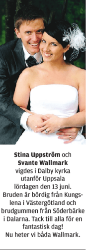 Stina Uppström och Svante Wallmark vigdes i Dalby kyrka