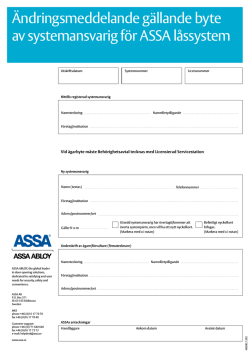Ändringsmeddelande gällande byte av systemansvarig för ASSA