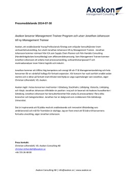 Pressmeddelande 2014-07-30 Axakon lanserar Management
