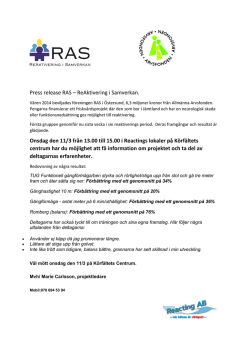 Press release RAS – ReAktivering i Samverkan. Onsdag den 11/3