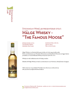 Hälge Whisky - ”The Famous Moose”