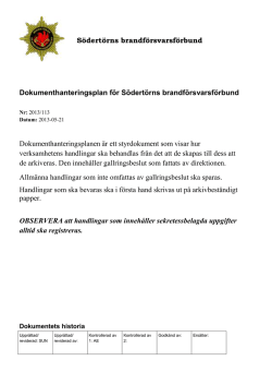 Dokumenhanteringsplan SBFF - Södertörns brandförsvarsförbund