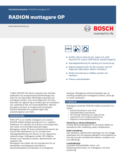 RADION mottagare OP - Bosch Security Systems