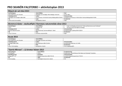 PRO SKANÖR-FALSTERBO – aktivitetsplan 2013