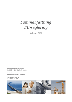 Sammanfattning EU-reglering - Svenska Fondhandlareföreningen