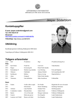 CV Jesper - Högskolan för scen och musik
