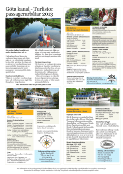 Göta kanal - Turlistor passagerarbåtar 2013