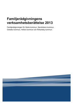 Verksamhetsberättelse 2013 – Gävle, Sandviken mfl