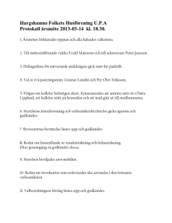 Hargshamns Folkets Husförening U.P.A Protokoll årsmöte 2013