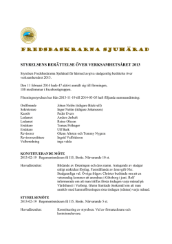 Verksamhetsberättelse 2013 - Sveriges Veteranförbund