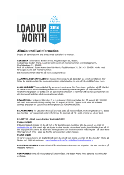 Allmän utställarinformation Load Up North 2014