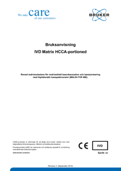 Bruksanvisning - IVD Matrix HCCA-portioned