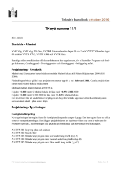 TH-nytt 2011/1 - Teknisk handbok Gatukontoret Malmö stad