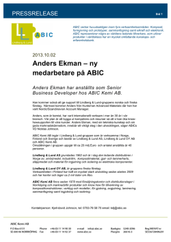 Anders Ekman – ny medarbetare på ABIC
