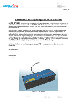 Pressrelease – Lasertriangulering på ett avstånd upp