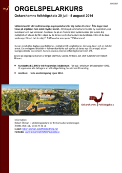 ORGELSPELARKURS - Oskarshamns Folkhögskola