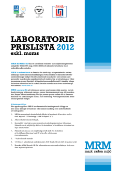 Laboratorie PrisLista 2012 exkl. moms