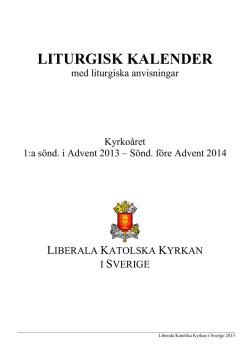 Liturgisk Kalender2014 - Liberala katolska kyrkan