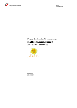 Programbeskrivning SolEl-programmet 2013-2017