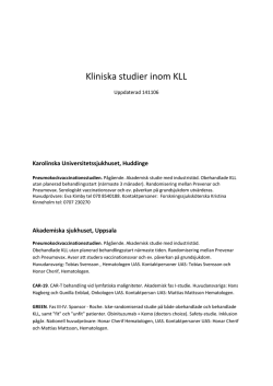 Kliniska studier inom KLL - Svenska KLL