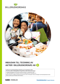 INBJUDAN TILL TECKNING AV AKTIER I BILLERUDKORSN&Auml;S AB