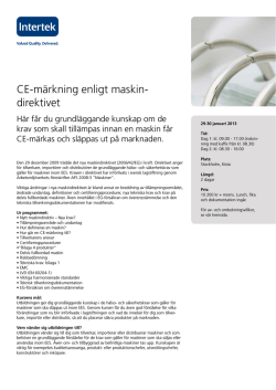 CE-märkning enligt maskin- direktivet