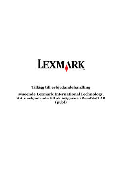 Tillägg till erbjudandehandling avseende Lexmark