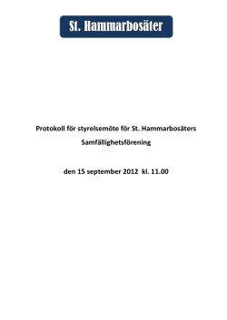 Protokoll för styrelsemöte för St. Hammarbosäters