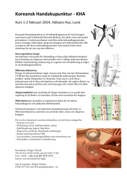 Koreansk Handakupunktur - kurs feb 2014