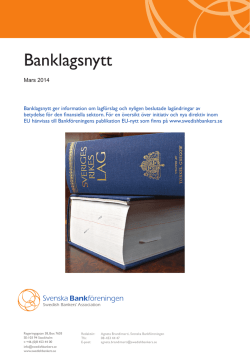 Banklagsnytt - Bankföreningen välkomnar förslag om sanktioner