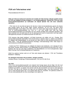 Pressmeddelande 2014-02-13 iTUX och Telia tecknar avtal