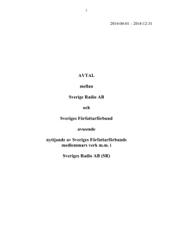 Avtal SR-SFF 2014 - Sveriges Författarförbund