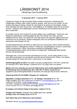 LÄNSKONST 2014 - Gävleborgs Läns Konstförening