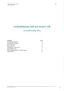 Årsredovisning 2012 - Arlandabanan Infrastructure AB