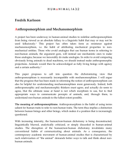 Fredrik Karlsson Anthropomorphism and Mechanomorphism