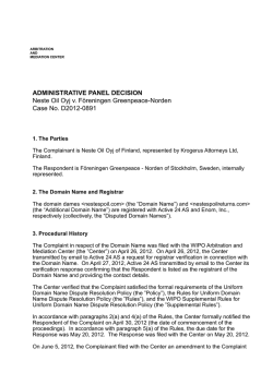 WIPO Domain Name Dispute: Case No. D2012-0891