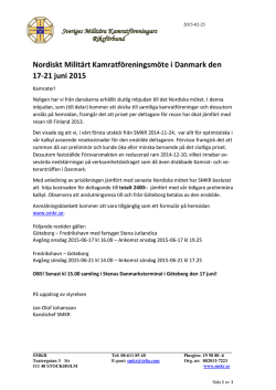 Nordiskt Militärt Kamratföreningsmöte i Danmark den 17-21