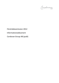 Företrädesemission 2012 Informationsdokument Cordovan Group AB