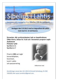 Samrådet i SPF Helsingfors firar Sibelius 150 års jubileum lörd