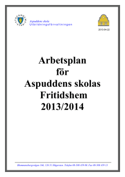 Arbetsplan för Aspuddens skolas fritidshem (174 kB, pdf)
