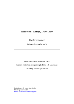 Rödsoten i Sverige, 1750-1900 - Institutionen för ekonomi och