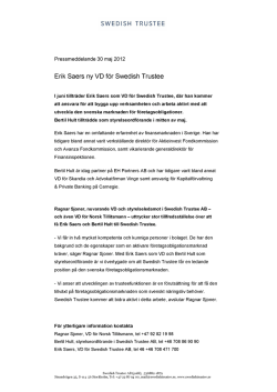 Erik Saers ny VD för Swedish Trustee