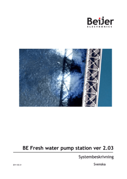 Beijer Fresh water pump station systembeskrivning