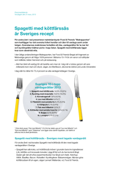 Spagetti med köttfärssås är Sveriges recept