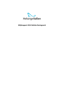 Miljörapport 2012 Bollnäs Reningsverk