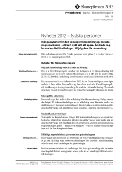 Skattepärmen 2012 Nyheter 2012 – fysiska personer